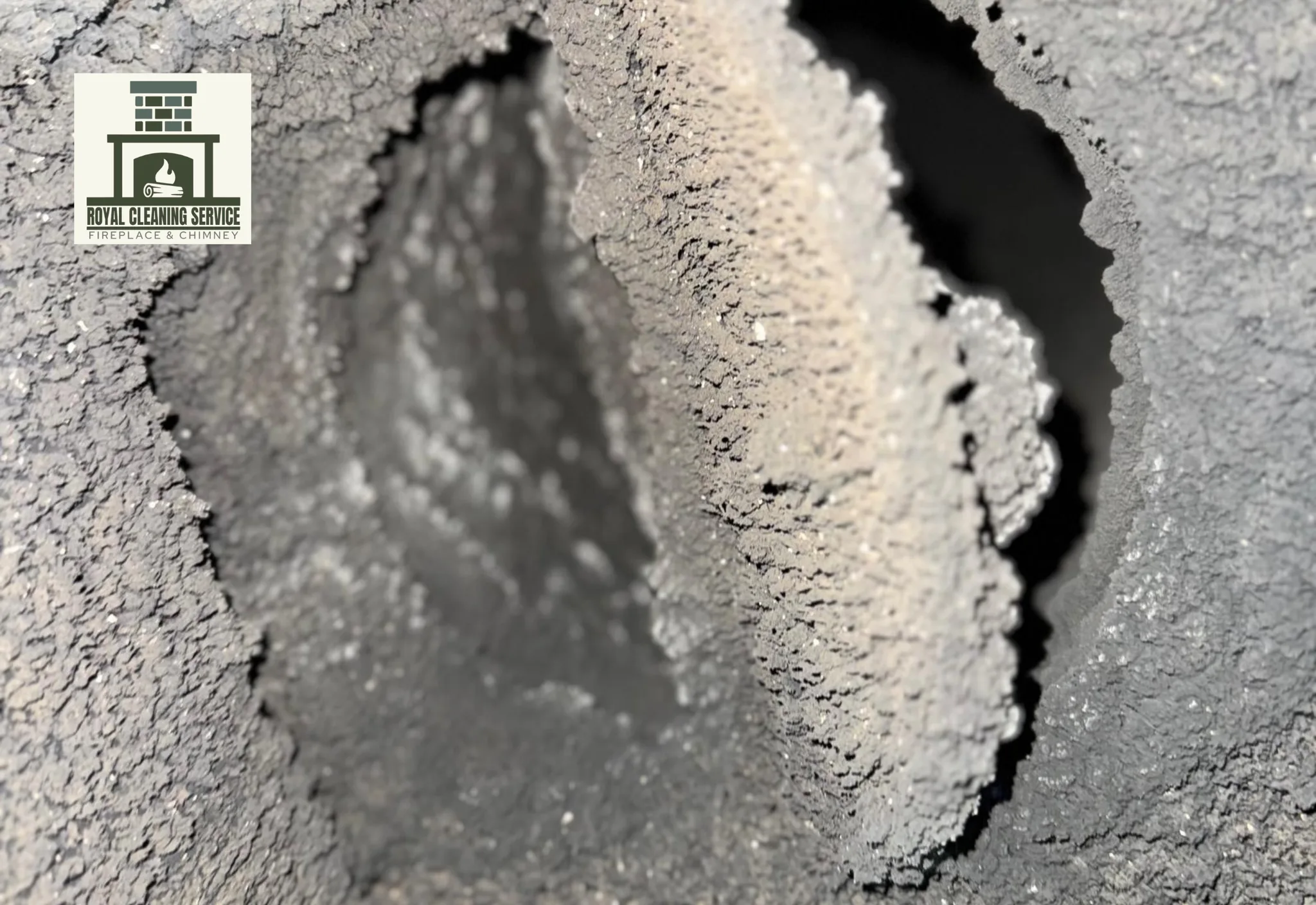 Chimney flue maintenance image showing why creosote buildup must be removed