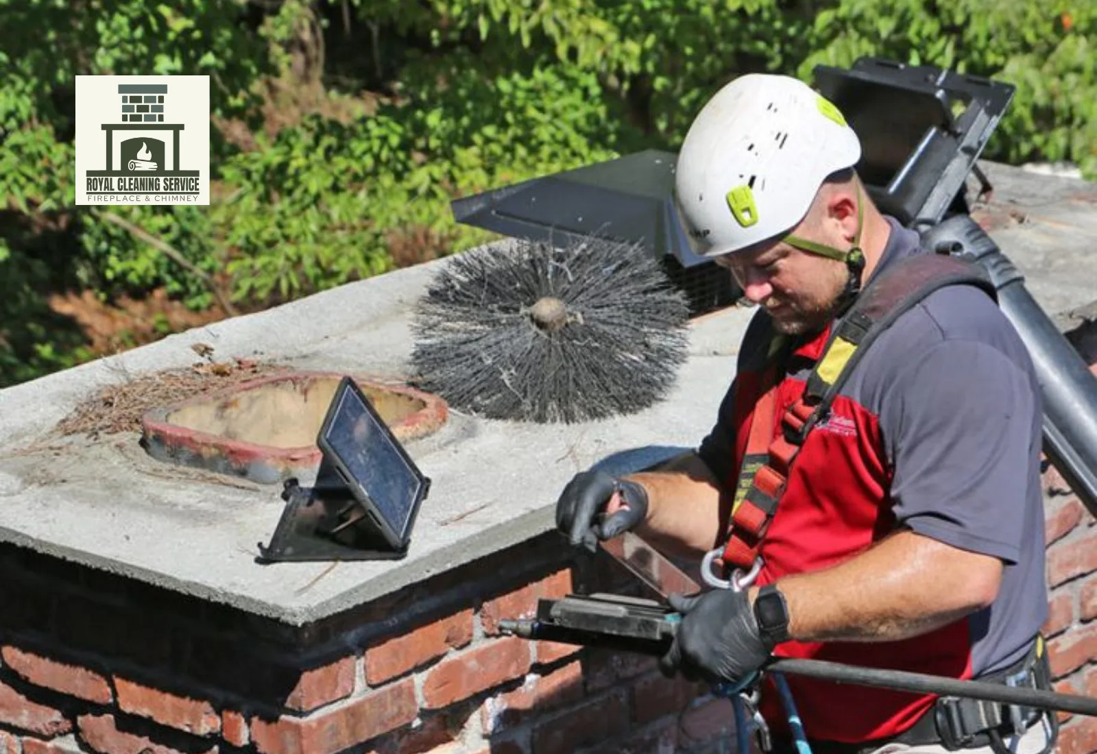 Level 2 chimney inspection image showing camera-based flue evaluation